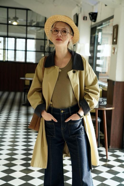 😎【南瓜谷同款】春装甄选棉莱赛尔英伦风宽松拼接风衣女外套： 👏大牌同款 品牌做订单，25春夏新品！🍃英伦范儿风衣~ 商品图5