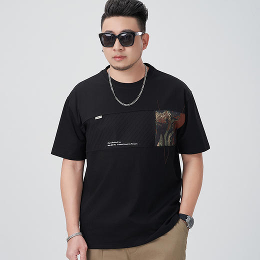 【DMH】大依优型大码男装圆领短袖T恤休闲宽松加肥加大潮流胖子上衣 商品图5