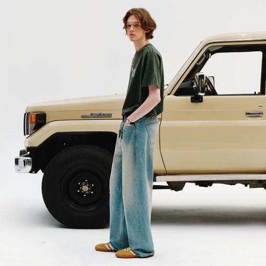 714street重磅270g全棉水洗做旧插肩短袖T恤男2025夏季新款情侣装 商品图2