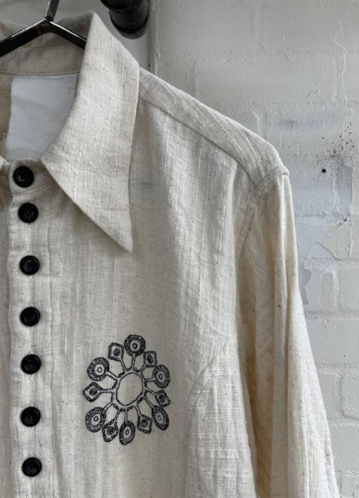 John Alexander Skelton 米色徽章刺绣手织棉衬衫 商品图11
