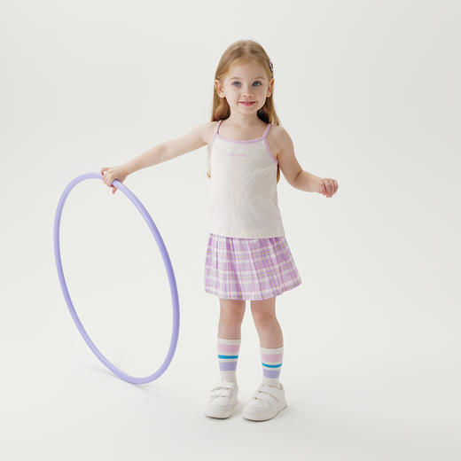 马克珍妮女童罗纹撞色弹力吊带舒适薄款夏季背心 儿童上衣240796 商品图1