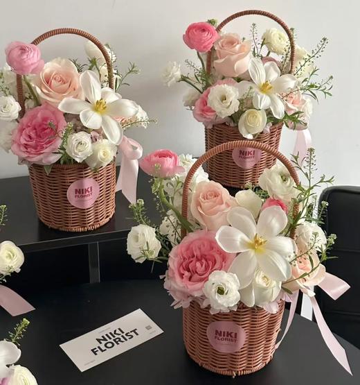 粉色系手提花篮 商品图0