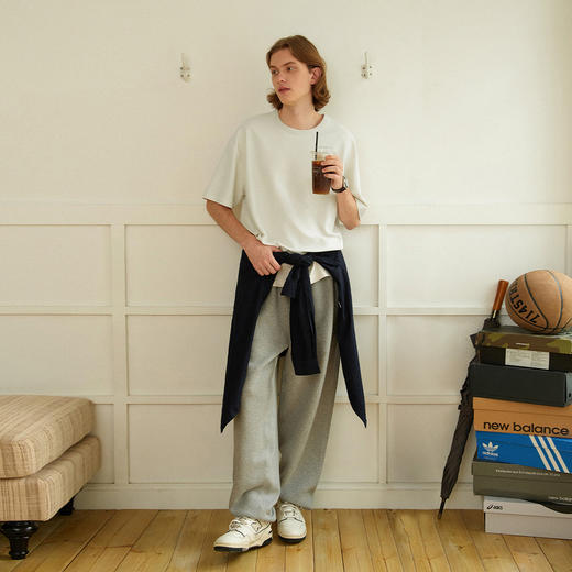 714street重磅纯色肌理感毛巾布短袖T恤男2025夏季新款基础款上衣 商品图3