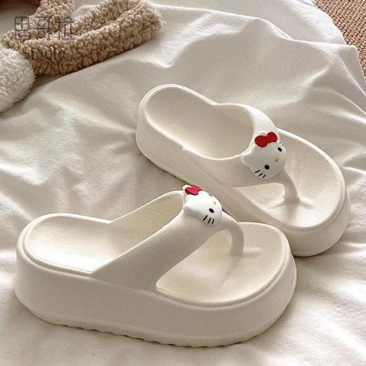 可爱KT猫人字拖女外穿海边沙滩鞋2024年新款松糕厚底坡跟拖鞋凉拖 商品图1
