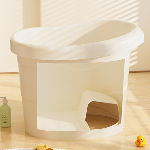 【双层锁温洗澡桶，尽享沐浴时光】儿童塑料沐浴桶 可坐儿童洗澡盆 宝宝加厚卫生间泡澡大浴桶 婴儿浴盆-QQ 商品图2