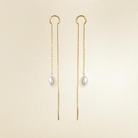 北京仓｜Agapee-Thésée-穿线珍珠 耳钉［法国设计师］