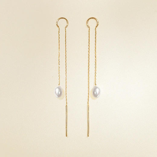 北京仓｜Agapee-Thésée-穿线珍珠 耳钉［法国设计师］ 商品图0
