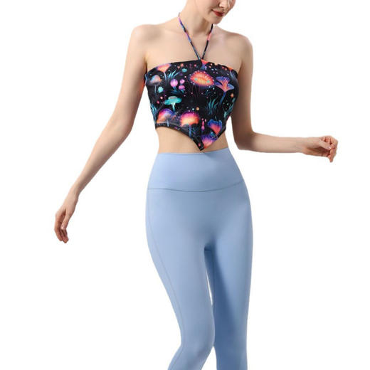 【126元任选2件】跃牌【漫西】系列 彩色美背心瑜伽服挂脖绑吊带胸垫健身内衣bra Y203 商品图4