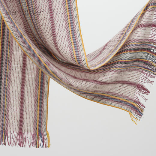 青海手工氆氇条纹流苏围巾SJF96P820N 商品图3
