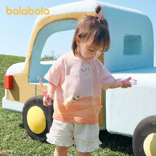 巴拉巴拉婴儿t恤宝宝上衣女童衣服男童短袖2025新款夏装时髦可爱 商品图2