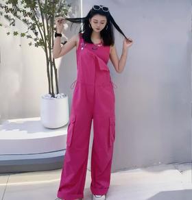 27 WS大口袋工装背带阔腿裤40227（黑红）秋季407151032105