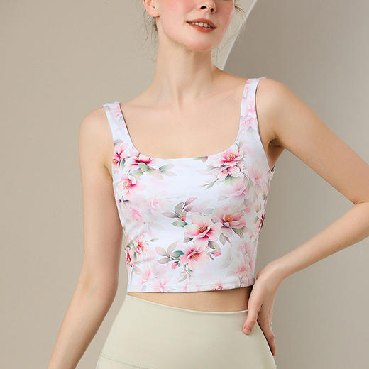 【126元任选2件】跃牌【漫西】系列 彩色印花瑜伽背心运动文胸带胸垫健身内衣跑步bra Y136 商品图1