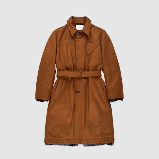 PHILIPPE MODEL 男士盾牌徽标贴片混纺羊毛外套大衣 棕色 JATU MW22 02 商品图0