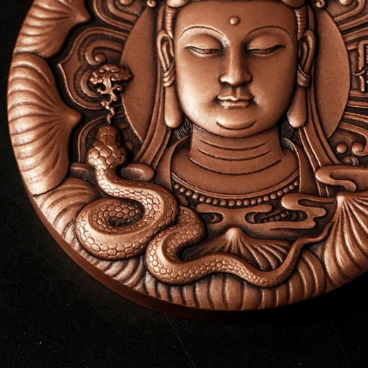 【中国金币】2025生肖蛇年护身佛圆形大铜章 商品图6