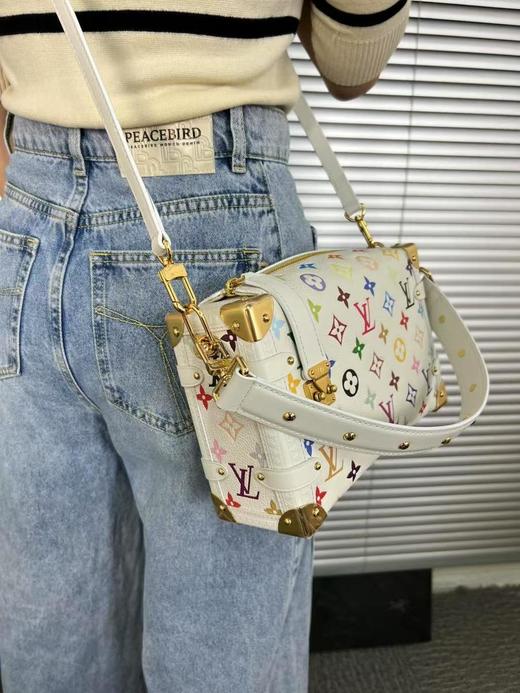 新款现货秒发   驴家白三彩村上隆再版系列SideTrunk中号手袋以谐趣盒子包（HH） 商品图4