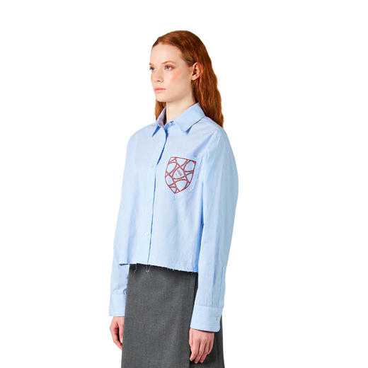 PHILIPPE MODEL 女士盾牌字母徽标棉质长袖衬衫 蓝色 CCDD QU06 51 商品图1