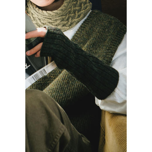 Cicadahood英国进口设得兰羊毛 复古手套 无指袖套 男女款 商品图7