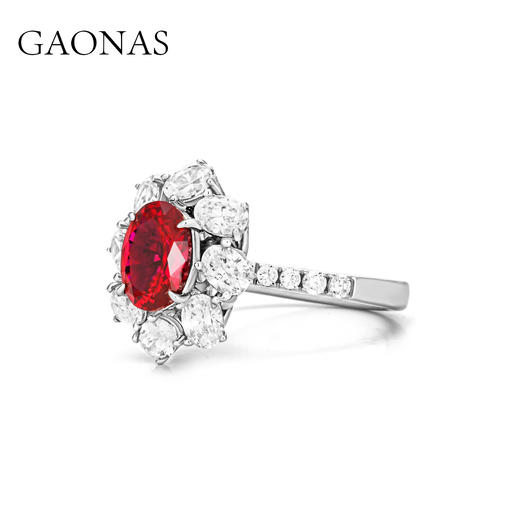 GAONAS 培育红宝石【矿工的眼泪】红花赤焰魅力贵气红色戒指10150JR 商品图2