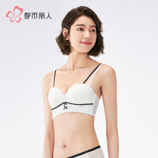 都市丽人自然舒适B杯常规内衣中厚蕾丝无钢圈常规文胸BBH7M1 商品图2
