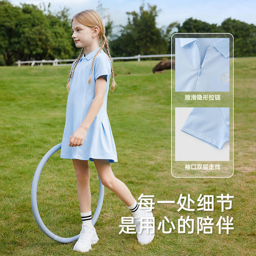 英氏儿童裙子夏季短袖透气女童连衣裙夏季清爽女童POLO连衣裙新款 商品图3