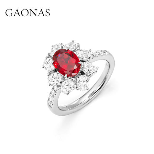 GAONAS 培育红宝石【矿工的眼泪】红花赤焰魅力贵气红色戒指10150JR 商品图1