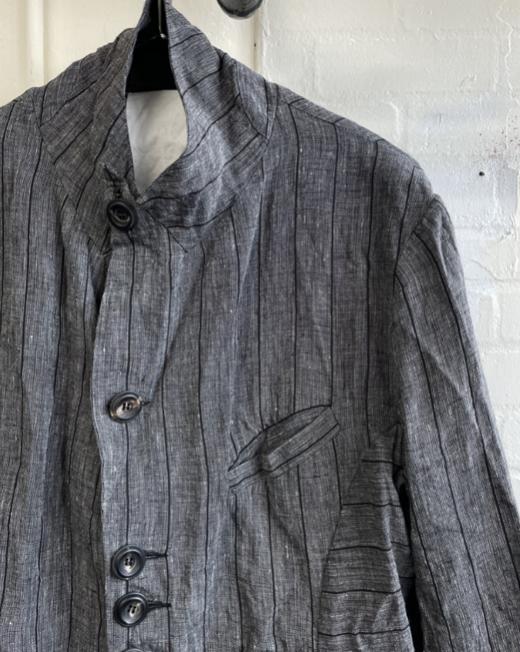 John Alexander Skelton 灰色条纹爱尔兰亚麻诗人夹克 商品图9