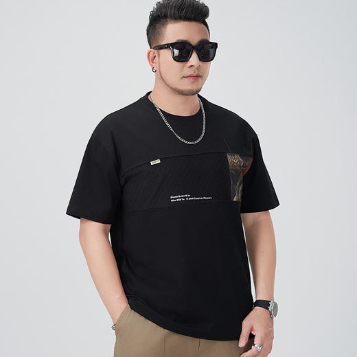 【DMH】大依优型大码男装圆领短袖T恤休闲宽松加肥加大潮流胖子上衣 商品图2