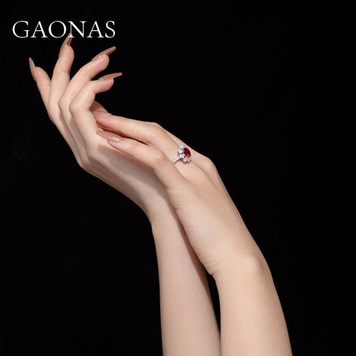 GAONAS 培育红宝石【矿工的眼泪】红花赤焰魅力贵气红色戒指10150JR 商品图4