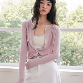 春夏天丝羊毛针织开衫 莱赛尔醋酸纤维柔顺亲肤百搭修身上衣