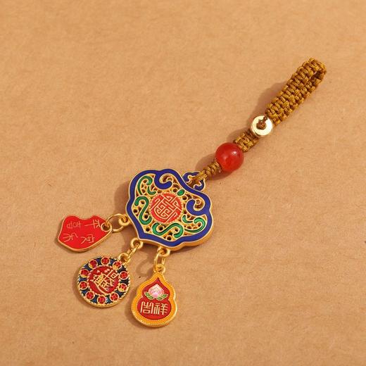 复古平安锁钥匙扣古风民族风合金挂件男女编织专用挂饰网红锁钥匙 商品图2