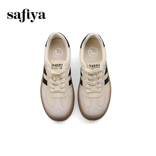 Safiya/索菲娅2025学院风拼色百搭低帮休闲复古绒面厚底德训鞋SFD1112099 商品图2