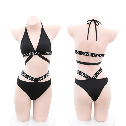 霏慕 字母织带环腰度假比基尼6330 情趣内衣性感纯欲三点式 商品图12