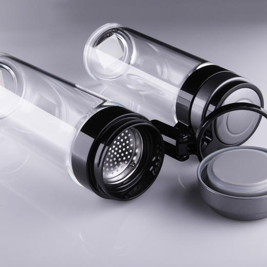 【户外商务必备，提环设计，方便携带】希诺单层玻璃杯 大容量带提环 户外加厚带滤网 泡茶车载商务茶杯-QQ 商品图1