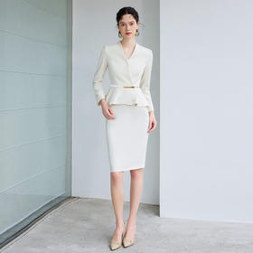 IWY/气质小香风西装套裙女春季长袖播音上镜职业装美容院工作服CS1864