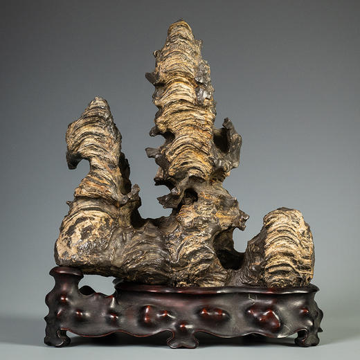 清 灵璧石文房赏石（红木座） 商品图0