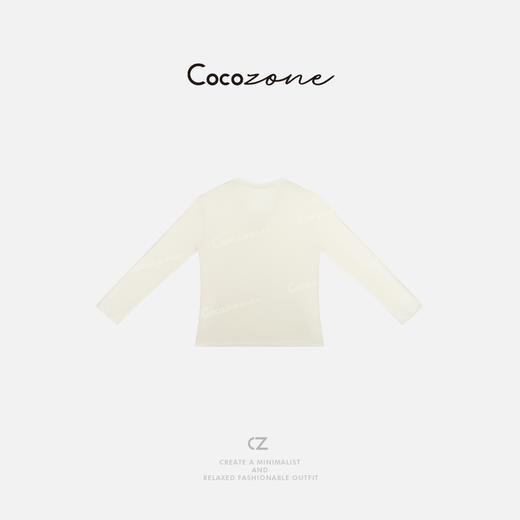COCO ZONE 绵羊毛山羊绒早春字母贴布长袖T恤CD1A0243 商品图3