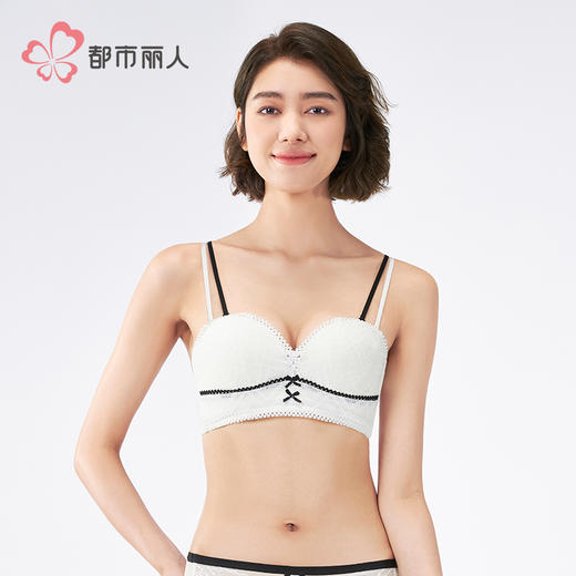都市丽人自然舒适B杯常规内衣中厚蕾丝无钢圈常规文胸BBH7M1 商品图1