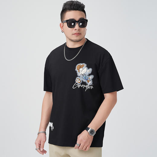 【DMH】大依优型大码男装圆领短袖T恤休闲宽松加肥加大潮流胖子上衣 商品图3