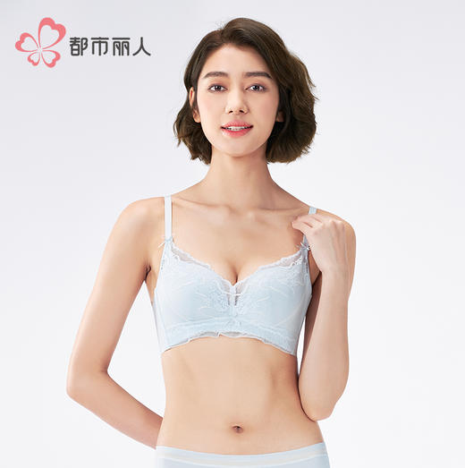 都市丽人自然舒适B杯常规内衣薄蕾丝树脂胶圈常规文胸LBH1M3 商品图1