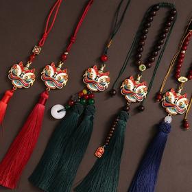 景泰蓝醒狮汽车挂件本命年2024新款流苏车载内吊饰后视镜挂饰吊坠