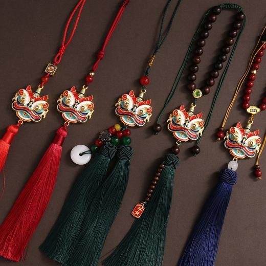 景泰蓝醒狮汽车挂件本命年2024新款流苏车载内吊饰后视镜挂饰吊坠 商品图0