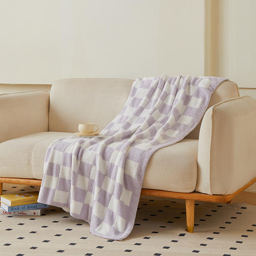 多喜爱 半边绒多用毯（格韵姜黄、格韵淡紫、格韵奶绿、幻想卡其） 商品图2