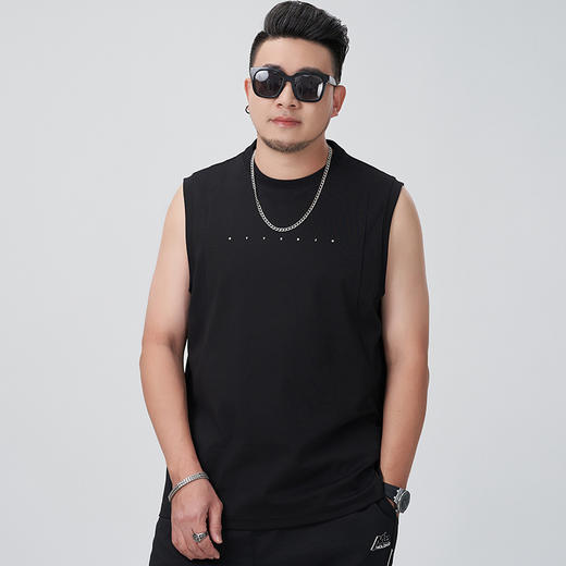 【DMH】大依优型大码圆领无袖背心休闲宽松加肥加大胖子T恤居家坎肩上衣潮流 商品图0