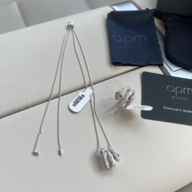 F059 APM迎蛇年新款🐍三环满钻蛇头项链戒指