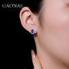 GAONAS 培育蓝宝石【矿工的眼泪】经典椭圆贵气奢华蓝色耳钉10161EB 商品缩略图4