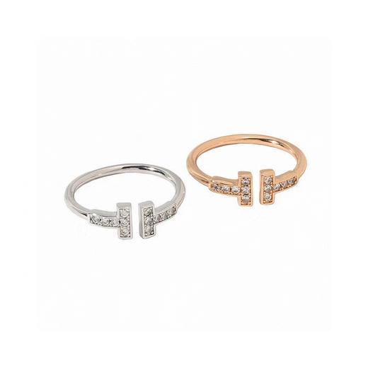 𝐓𝐢𝐟𝐟𝐚𝐧𝐲 双t满钻戒指 高品质玫瑰金 现货码数齐全 商品图0