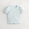 马克珍妮女童碎花满印弹力泡泡袖短袖T恤儿童上衣夏装新款240719 商品缩略图3
