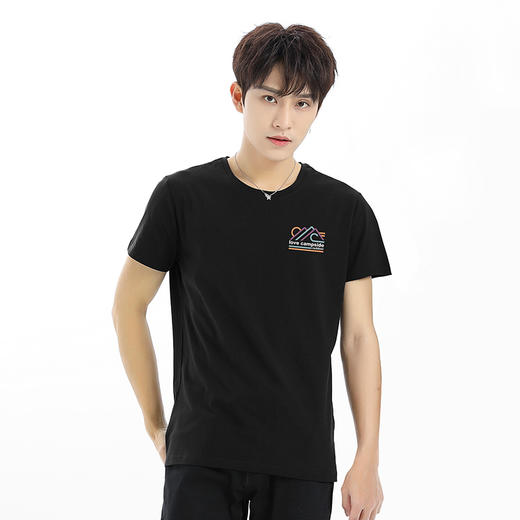 【95棉亲肤透气】男士微弹短袖T恤 户外露营简约风印花 合体显瘦 NMT-2200 商品图1