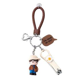 可爱卡通情侣钥匙扣挂件一对创意防丢汽车钥匙链女男女书包挂饰