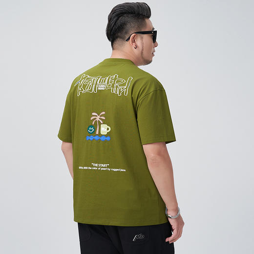 【DMH】大依优型大码男装圆领短袖T恤休闲宽松加肥加大潮流胖子上衣 商品图3